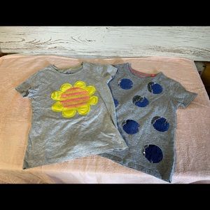 Mini Boden Girls 7/8 Sequin T Shirts Flower Dots
